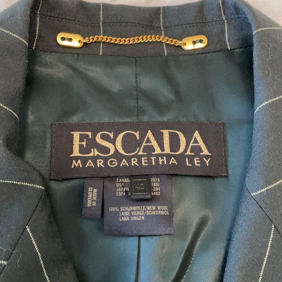 Vintage 80s ESCADA Margaretha Ley Wool Green Blazer - Picture 4 of 15